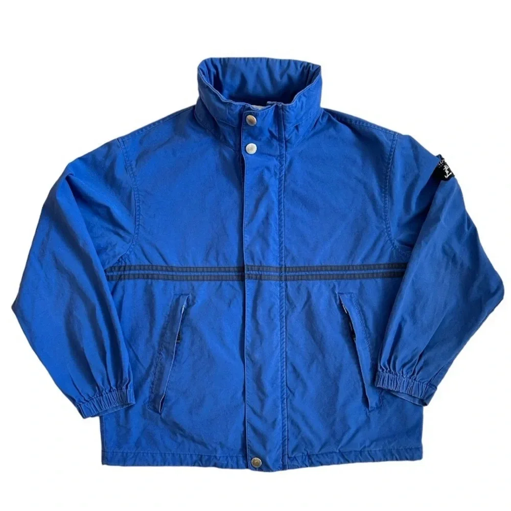 Vintage Nautica Lightweight Blue Jacket with Hidden Hoodie Size Medium